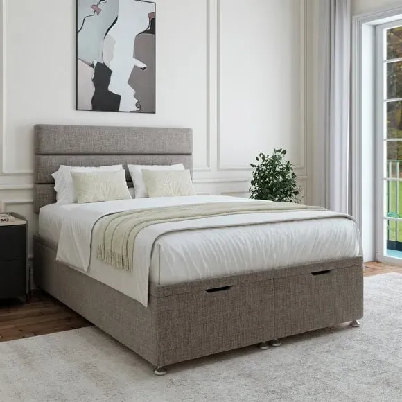 Ottoman Storage Base - Slate, Woven Fabric