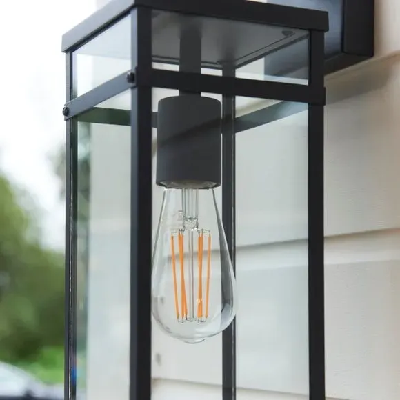 Outdoor Wall Light with Glass Shade - Black