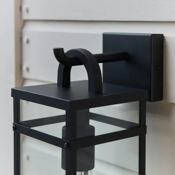Outdoor Wall Light with Glass Shade - Black