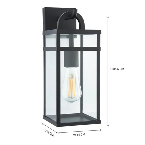 Outdoor Wall Light with Glass Shade - Black