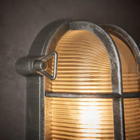Outdoor Wall Light with Ribbed Glass - Silver
