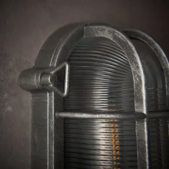 Outdoor Wall Light with Ribbed Glass - Silver