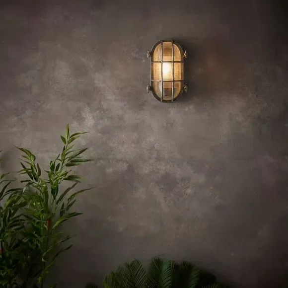 Outdoor Wall Light with Ribbed Glass - Silver