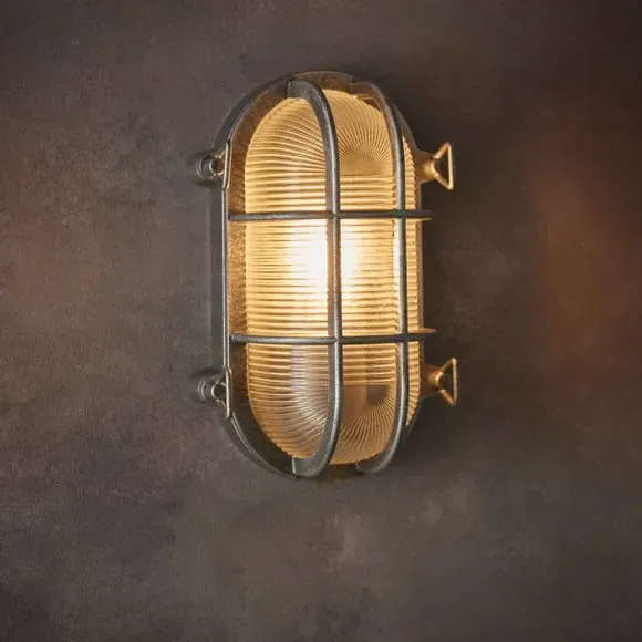 Outdoor Wall Light with Ribbed Glass - Silver
