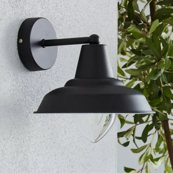 Outdoor Wall Light with Tapered Shade - Black