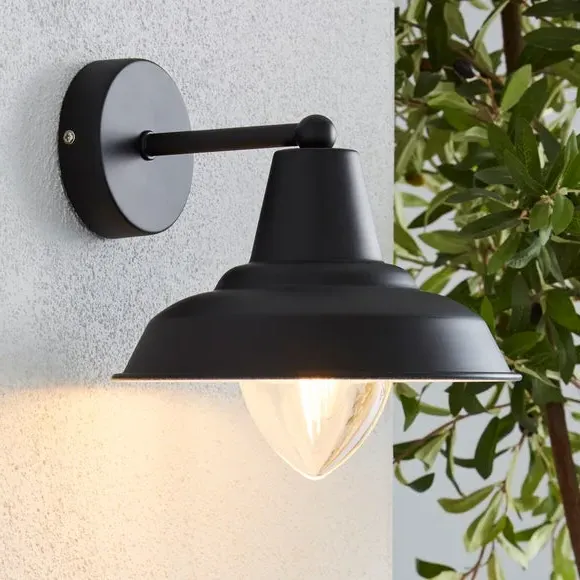 Outdoor Wall Light with Tapered Shade - Black image