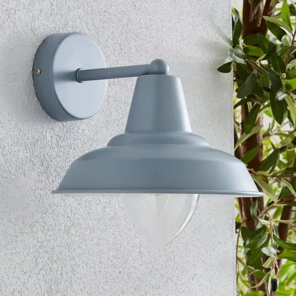 Outdoor Wall Light with Tapered Shade - Grey