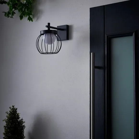 Outdoor Wall Light with Wire Shade - Charcoal, Metal