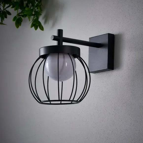 Outdoor Wall Light with Wire Shade - Charcoal, Metal