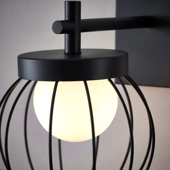 Outdoor Wall Light with Wire Shade - Charcoal, Metal