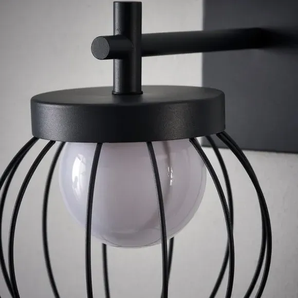 Outdoor Wall Light with Wire Shade - Charcoal, Metal