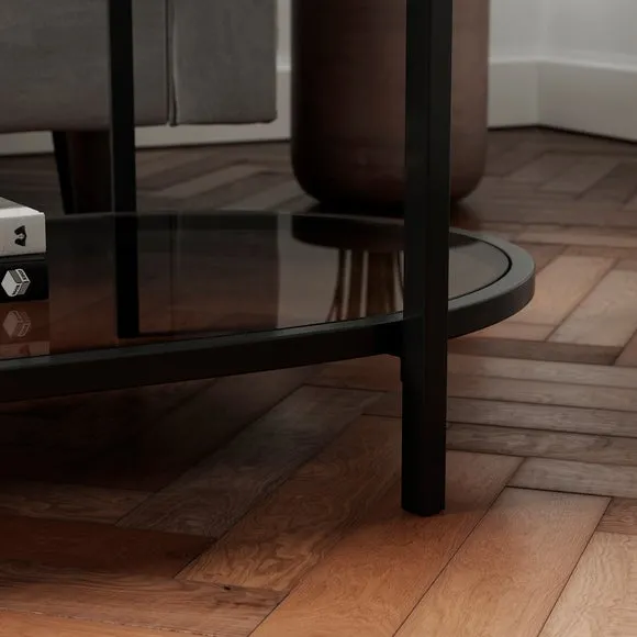 Oval Coffee Table Dual-Tier - Black, Glass