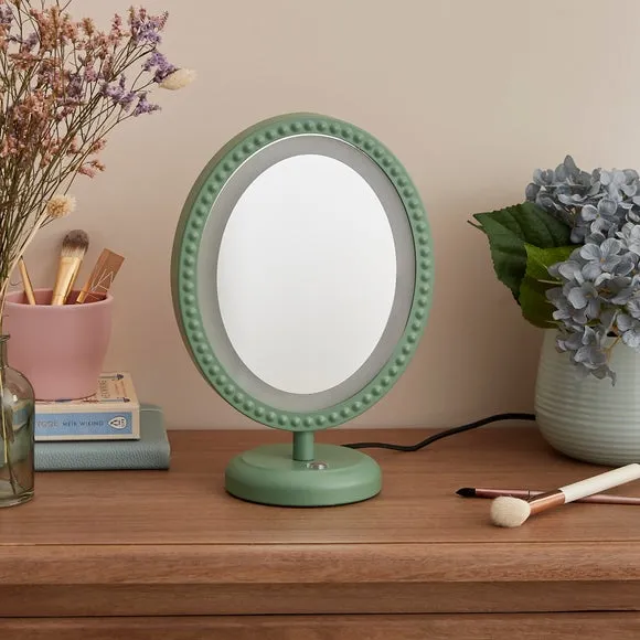 Oval Dressing Mirror with Touch Dimmer - Yew