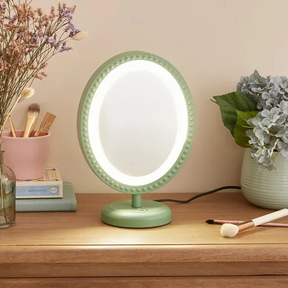 Oval Dressing Mirror with Touch Dimmer - Yew image