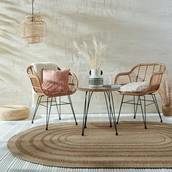 Oval Indoor Outdoor Rug - Natural, Polypropylene image
