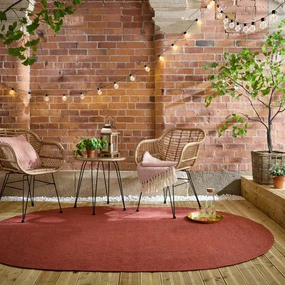 Oval Indoor Outdoor Rug - Terracotta, Polyester image