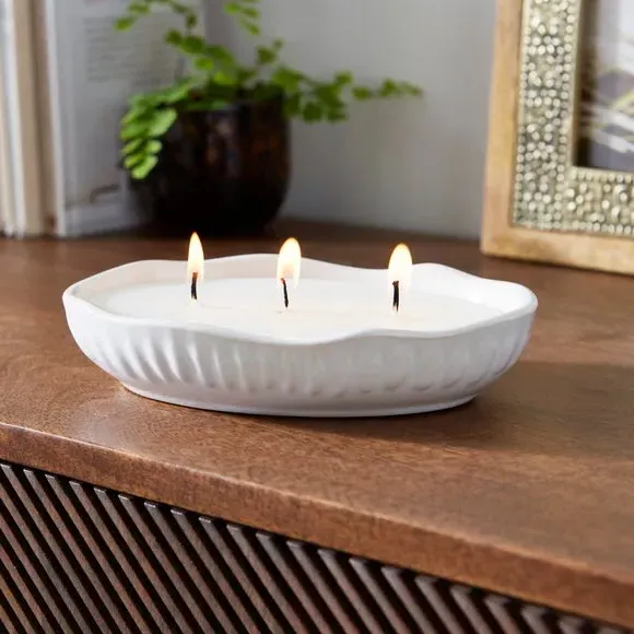 Oval Multi Wick Candle - White, Decorative Vessel image