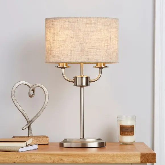 Oval Table Lamp with Candlestick Arms - Silver image