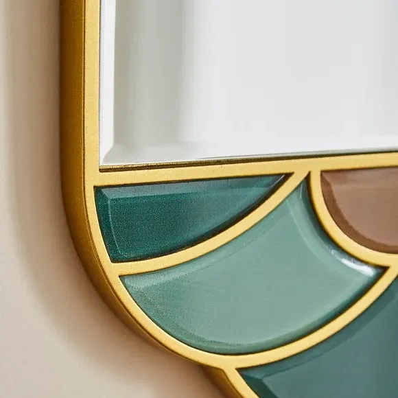Oval Wall Mirror Art Nouveau Design - Multicolor