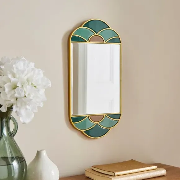 Oval Wall Mirror Art Nouveau Design - Multicolor image