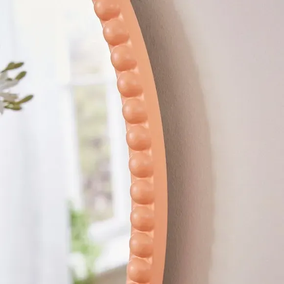 Oval Wall Mirror with Bobbin Detail - Apricot