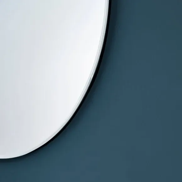 Oval Wall Mirror with Chain - Silver