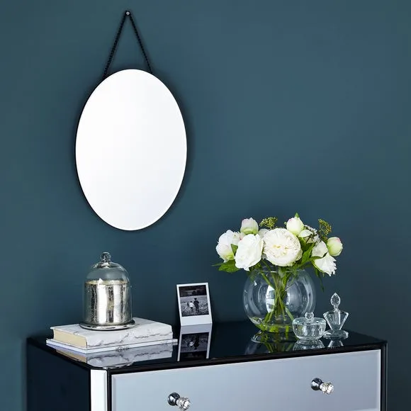 Oval Wall Mirror with Chain - Silver image