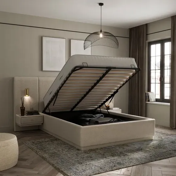 Oversized Ottoman Bed Frame - Natural, Boucle