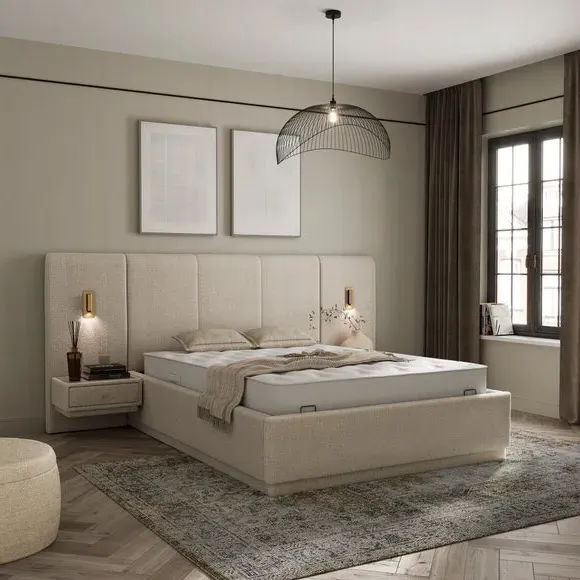Oversized Ottoman Bed Frame - Natural, Boucle