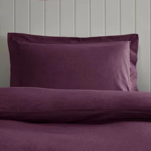 Oxford Pillowcase - Aubergine, Brushed Cotton image