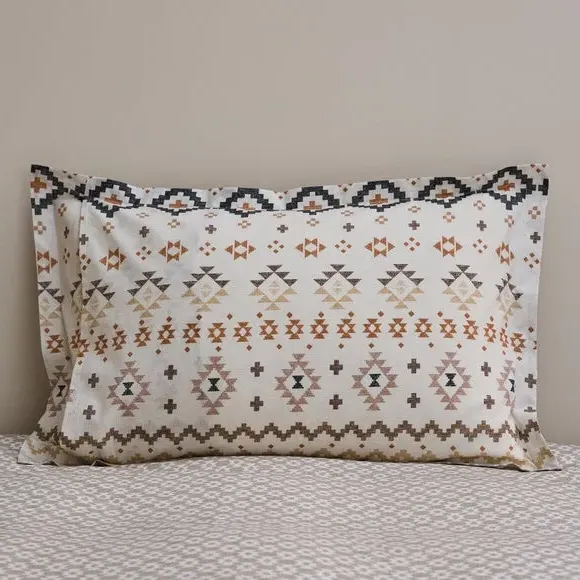 Oxford Pillowcase Aztec Print - Terracotta, Cotton