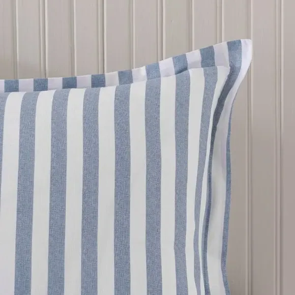 Oxford Pillowcase Broad Stripe - Blue, Cotton