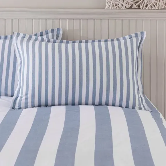 Oxford Pillowcase Broad Stripe - Blue, Cotton image