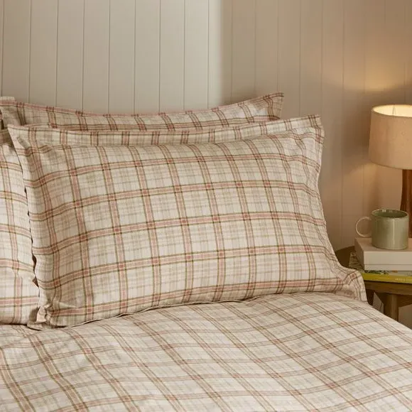 Oxford Pillowcase Check Pattern - Blush, Cotton image
