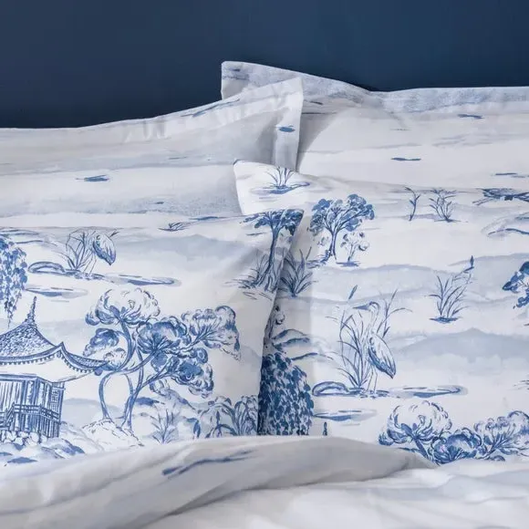 Oxford Pillowcase Chinoiserie Print - Blue, Cotton