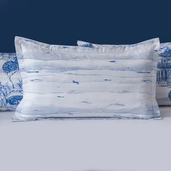 Oxford Pillowcase Chinoiserie Print - Blue, Cotton