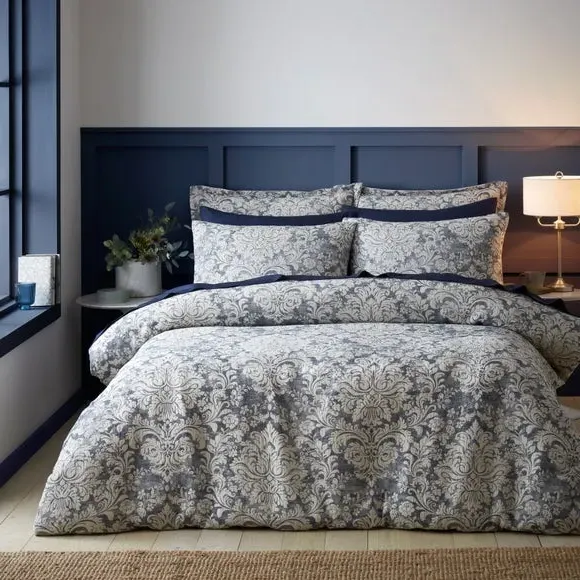 Oxford Pillowcase Damask Jacquard - Blue, Cotton