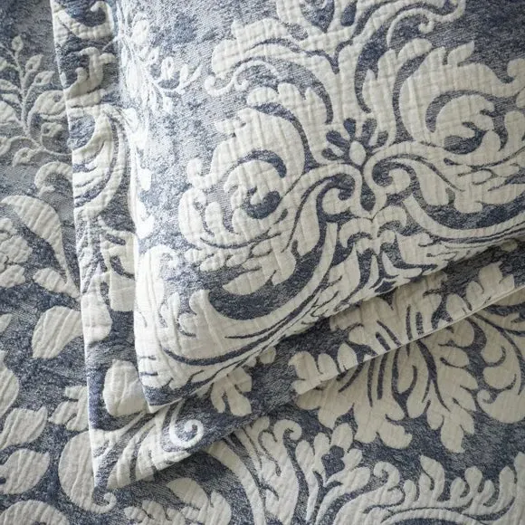 Oxford Pillowcase Damask Jacquard - Blue, Cotton