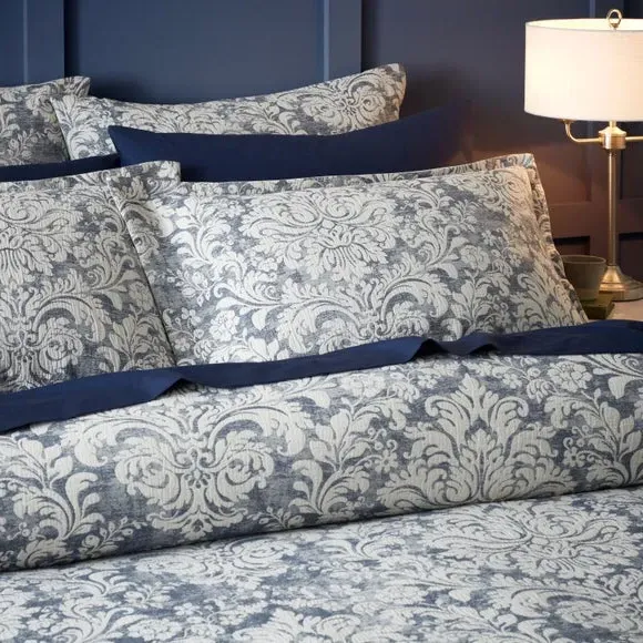 Oxford Pillowcase Damask Jacquard - Blue, Cotton image