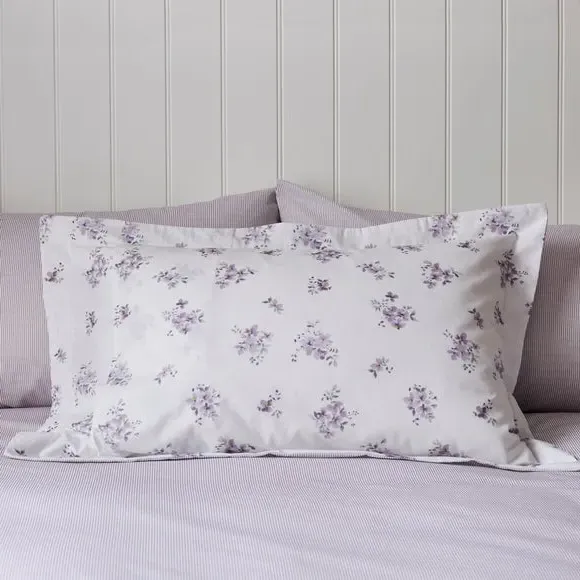 Oxford Pillowcase Ditsy Print - Mauve, Cotton image