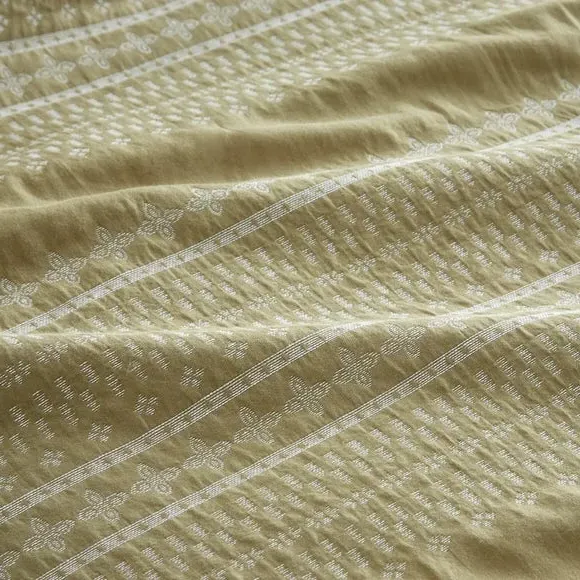 Oxford Pillowcase Embroidered - Soft Olive, Cotton