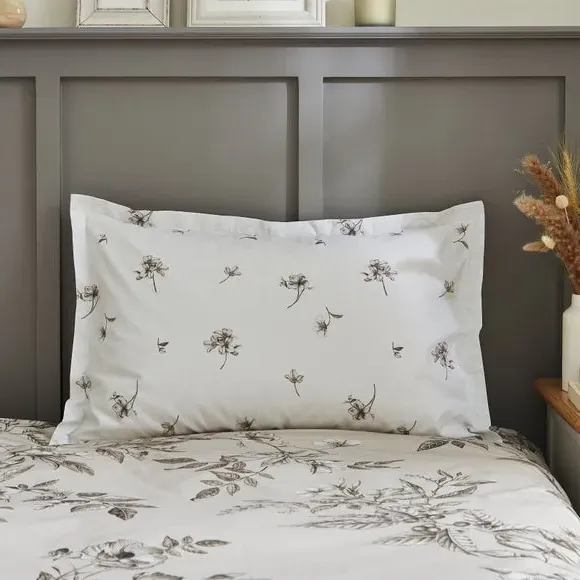 Oxford Pillowcase Etched Floral - Natural, Cotton