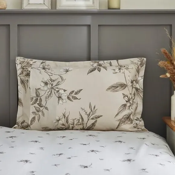 Oxford Pillowcase Etched Floral - Natural, Cotton image