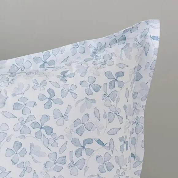 Oxford Pillowcase Floral Design - Blue, Cotton