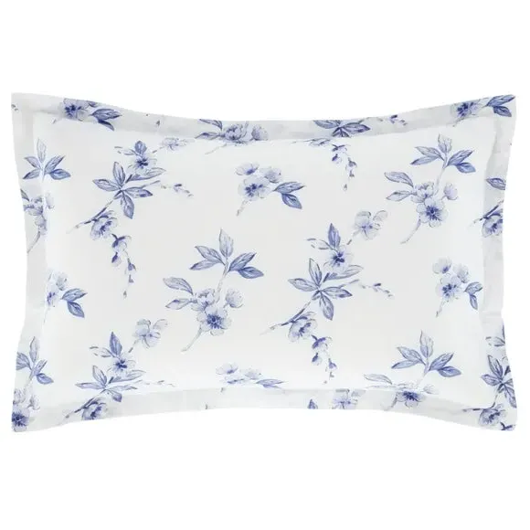 Oxford Pillowcase Floral Design - Blue, Polycotton