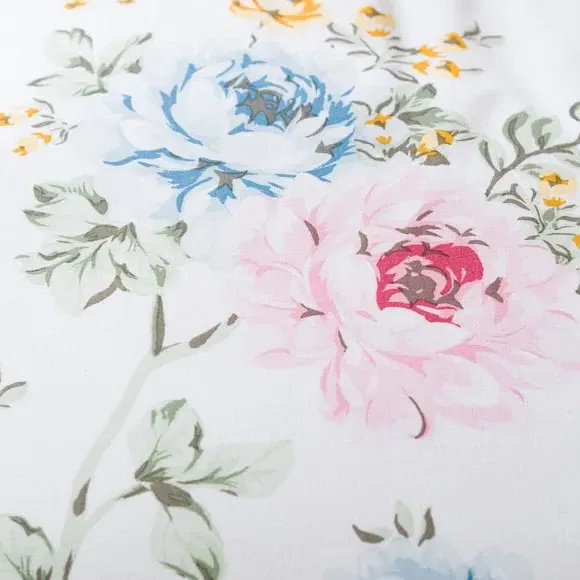 Oxford Pillowcase Floral Design - Blue, Polycotton