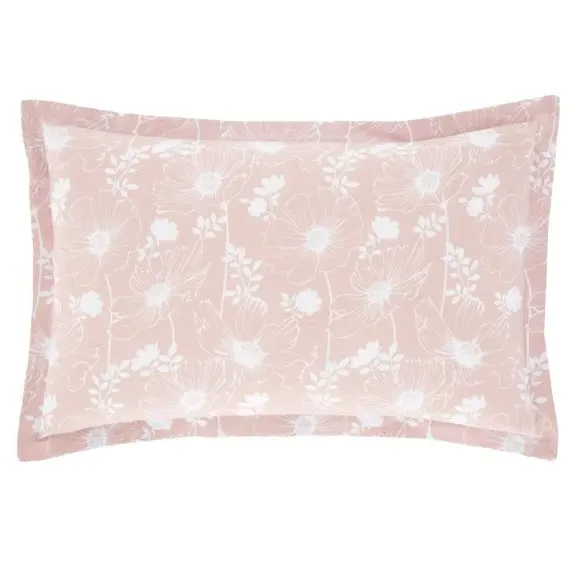 Oxford Pillowcase Floral Design - Blush, Polycotton