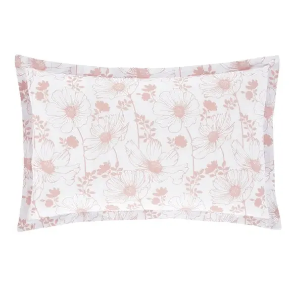 Oxford Pillowcase Floral Design - Blush, Polycotton