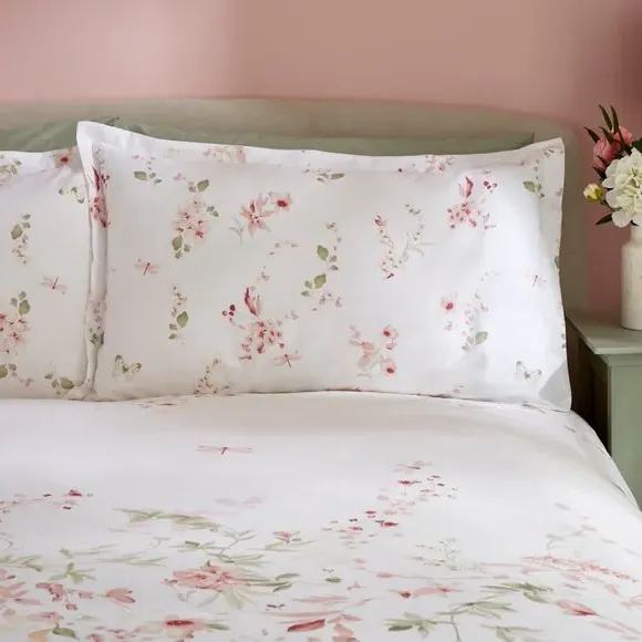 Oxford Pillowcase Floral Design - Blush, Polycotton image