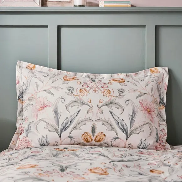 Oxford Pillowcase Floral Design - Natural, Cotton image